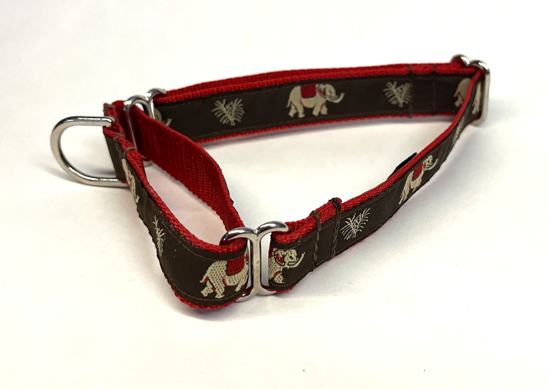 Brown with Elephants Martingale Collar 3/4