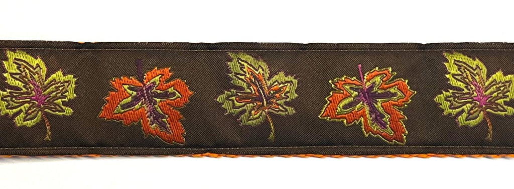 Brown with Fall Leaves Chain Martingale Collar 1 1/2 in