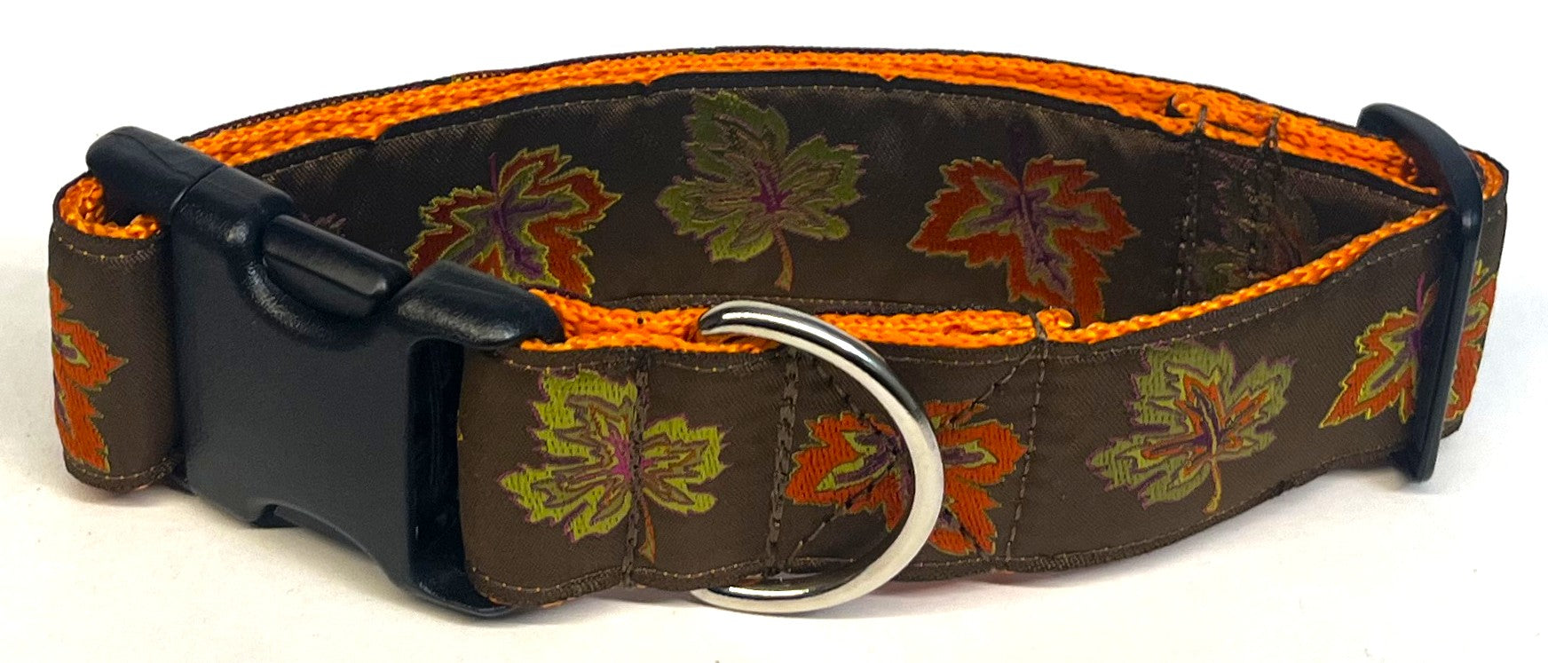 Brown with Fall Leaves Dog Collar 1 1/2 in