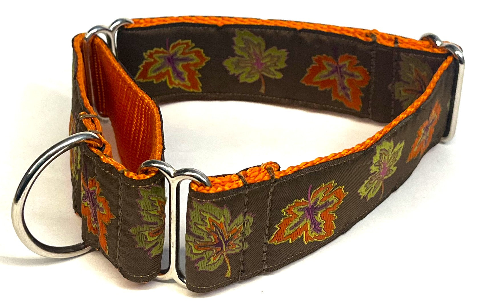 Brown with Fall Leaves Martingale Collar 1 1/2 in