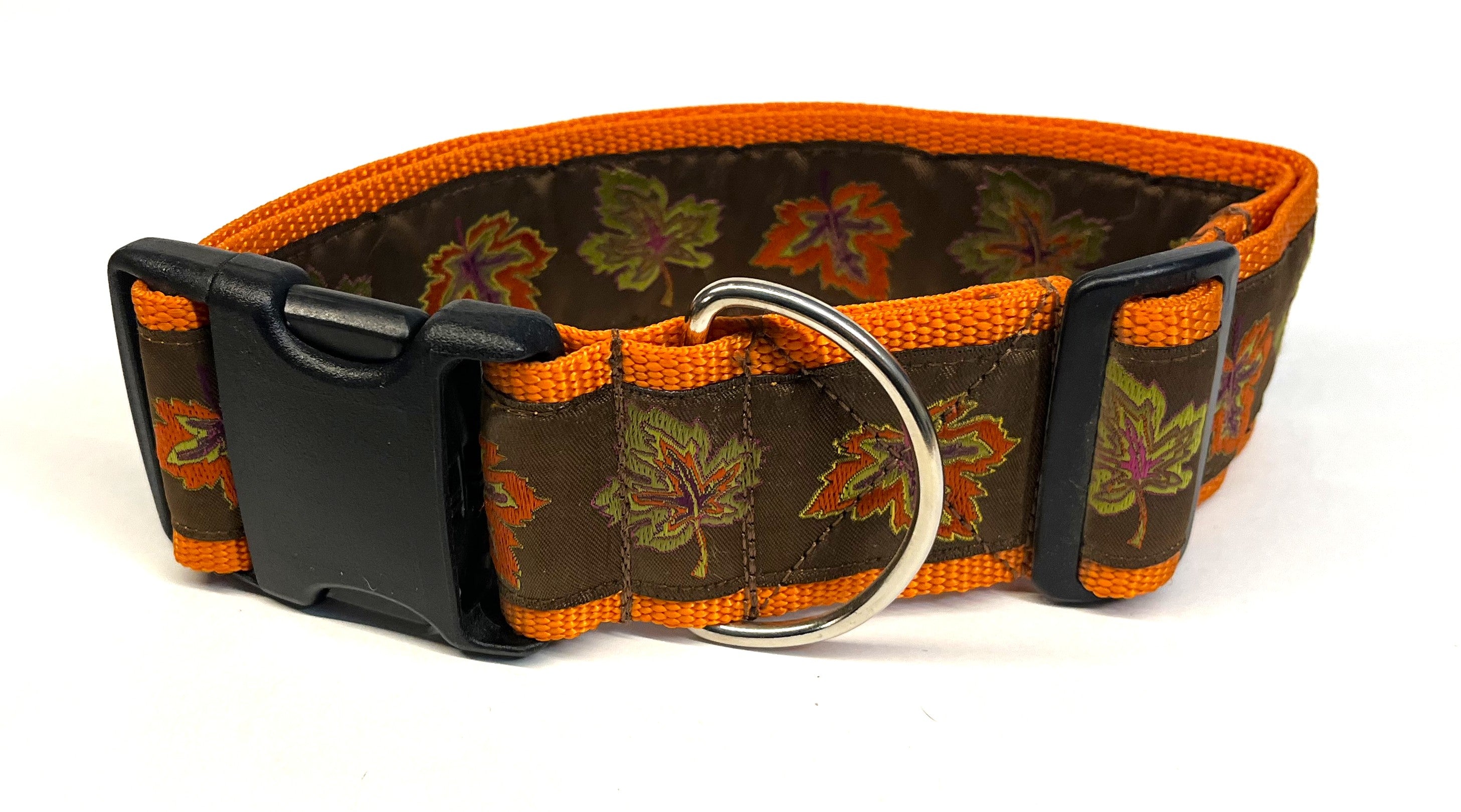 Brown with Fall Leaves Dog Collar 2in