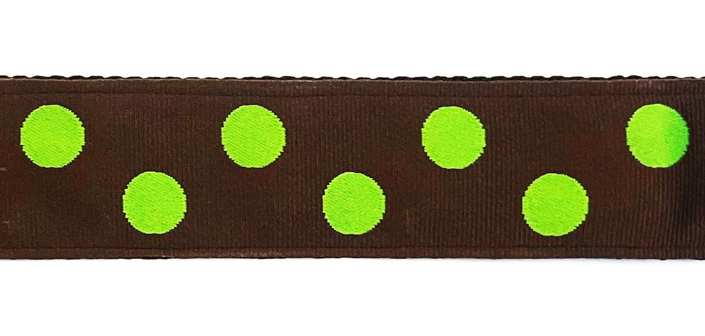 Brown with Lime Green Dots Martingale Collar 1 1/2 in