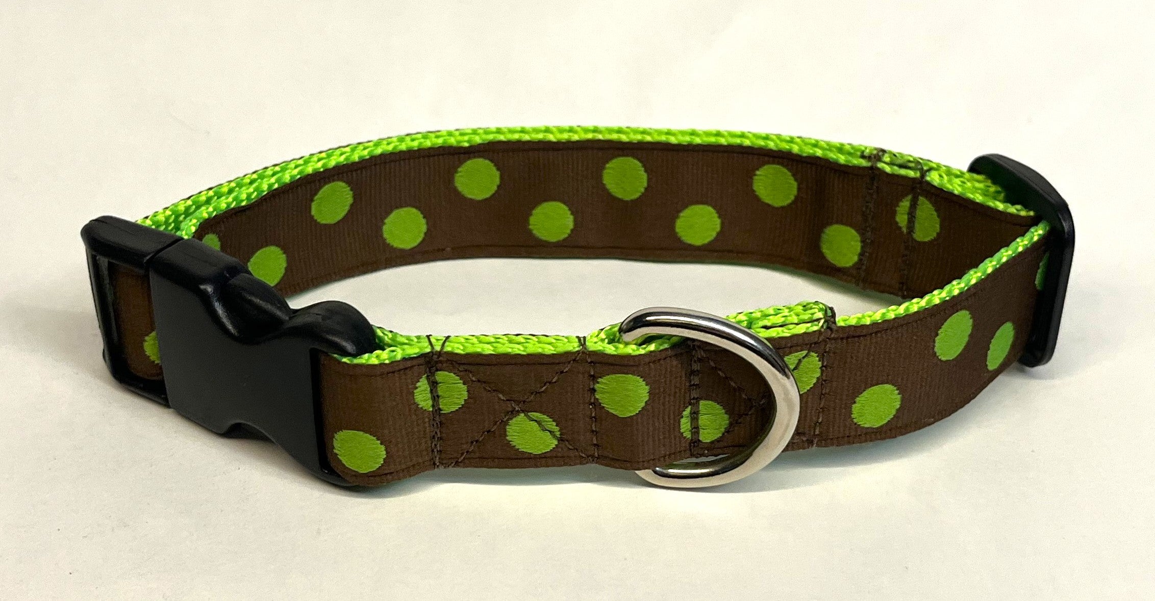 Brown with Green Dots Dog Collar 1in
