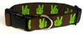 Brown with Green Peace Hands Dog Collar 1 1/2 in