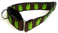 Brown with Green Peace Hands Martingale Collar 1 1/2 in