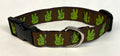 Brown with Green Peace Hands Dog Collar 1in