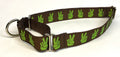 Brown with Green Peace Hands Martingale Collar 1in