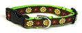 Brown with Green and Burgundy Flowers Dog Collar 3/4