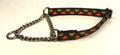 Brown with Green and Pink Half Circles Chain Martingale Collar 1/2