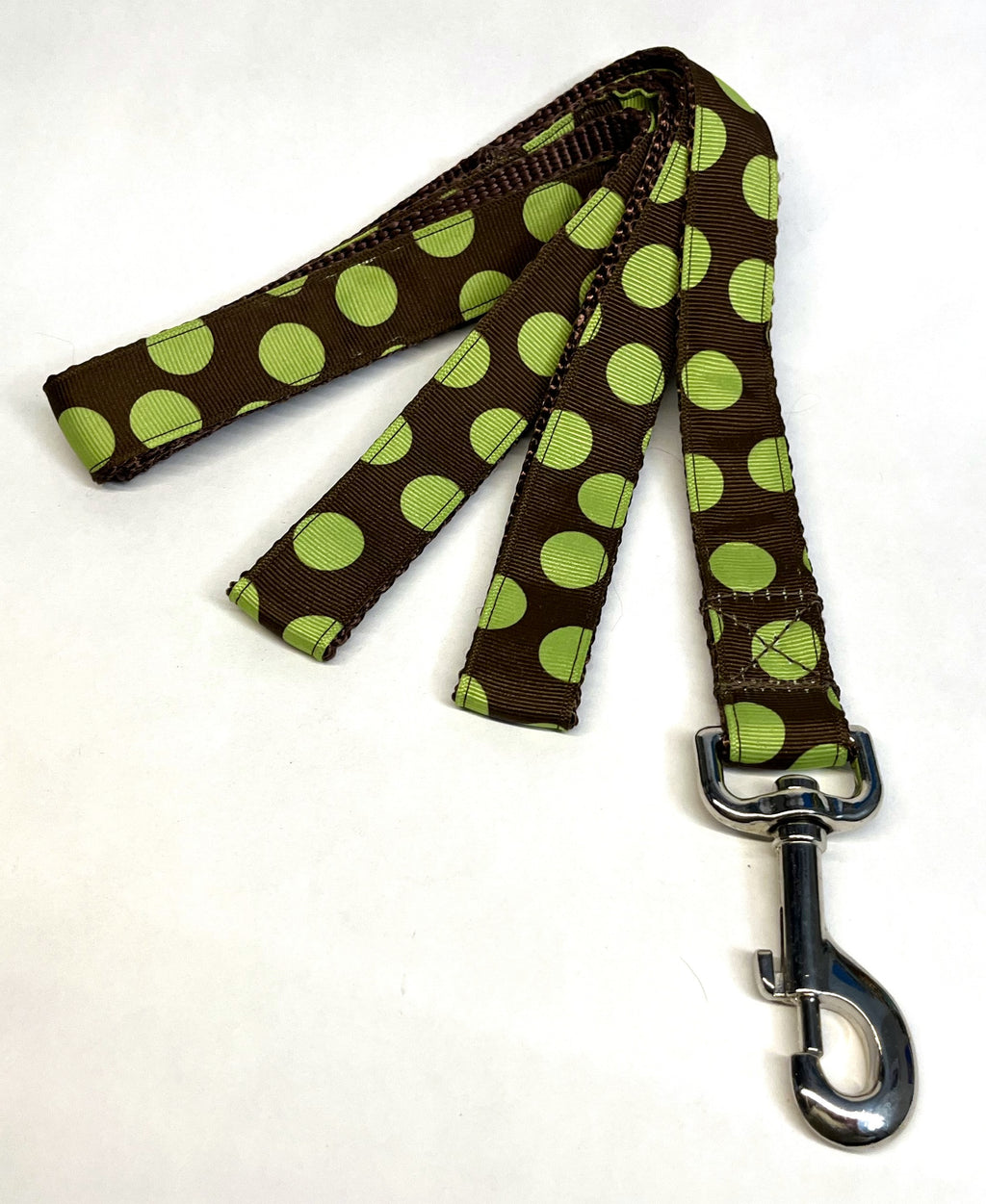 Brown with Green Offset Dots Dog Leash 1in