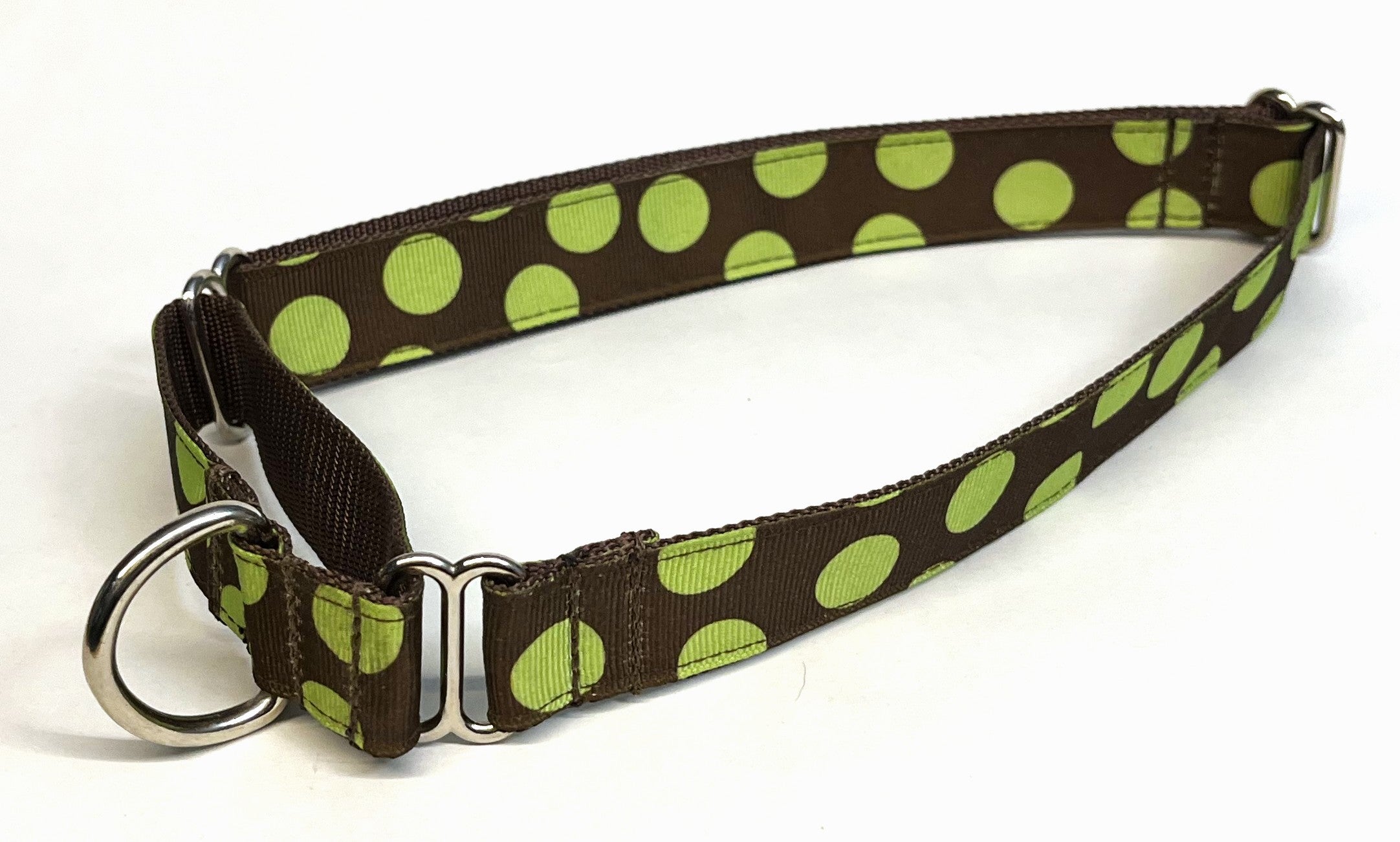 Brown with Green Offset Dots Martingale Collar 1in