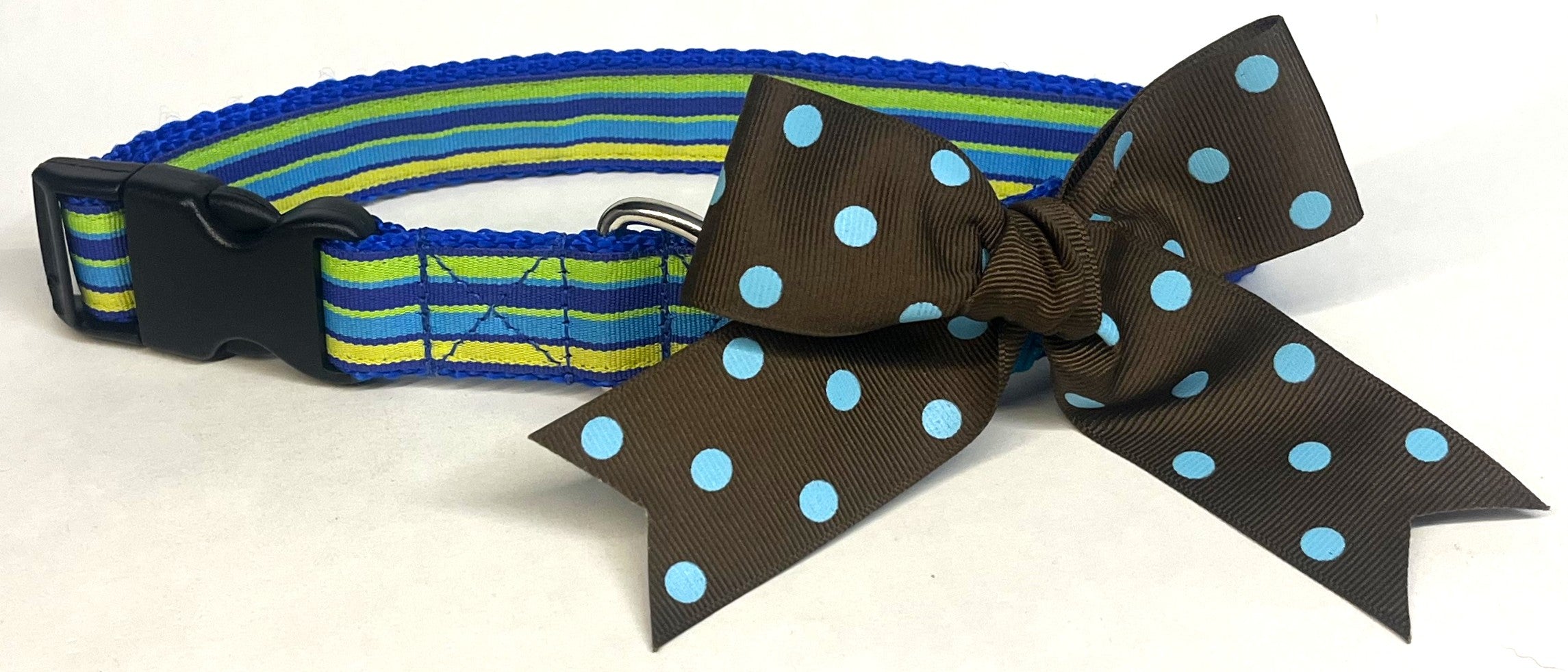 Brown with Light Blue Dots Bow