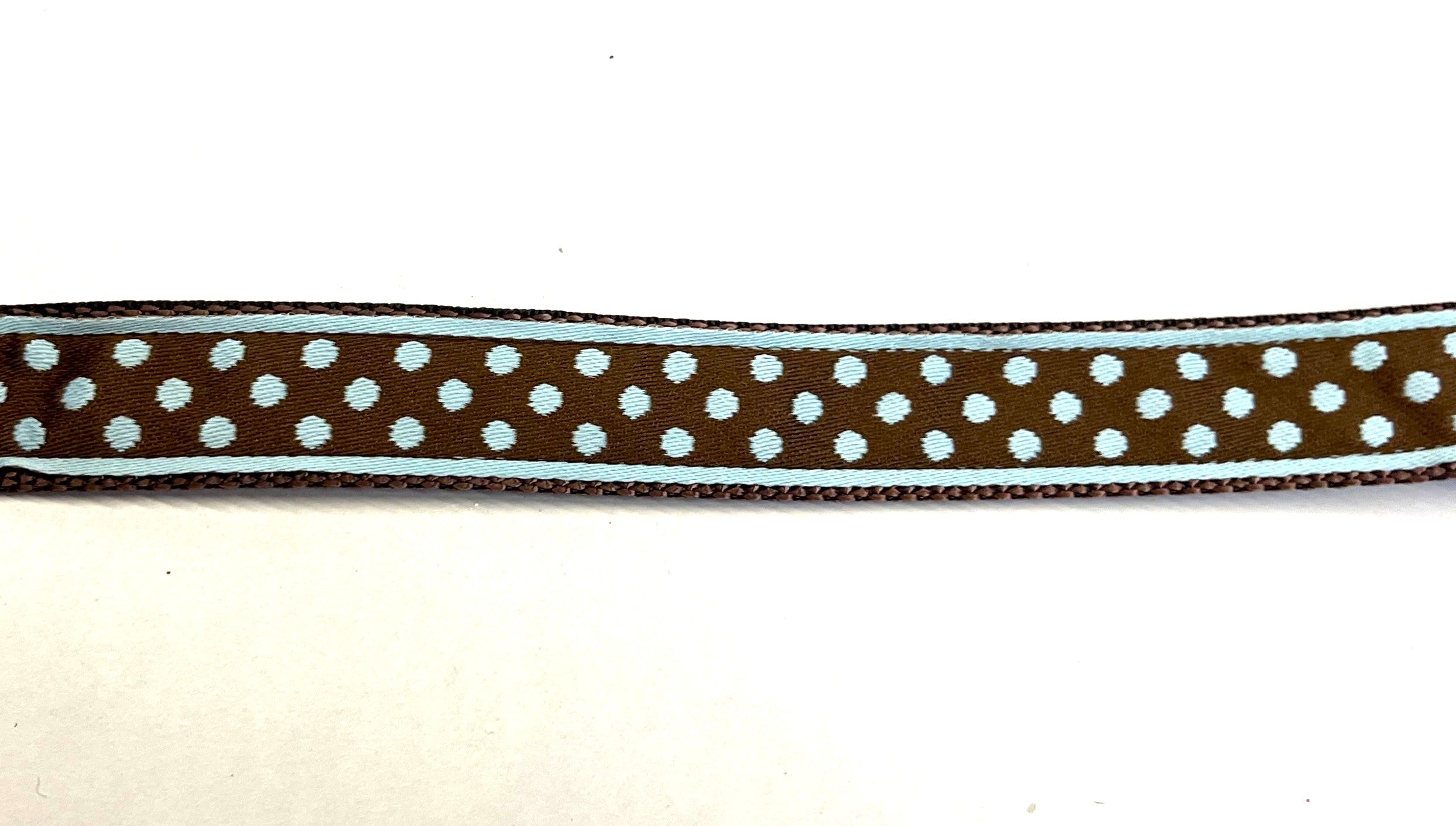 Brown with Light Blue Polka Dots Dog Collar 3/4