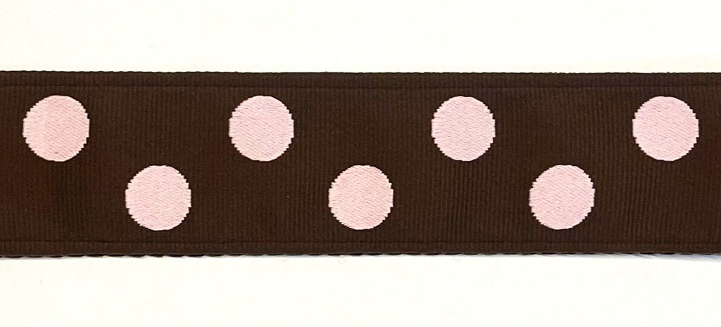 Brown with Light Pink Dots Chain Martingale Collar 1 1/2 in