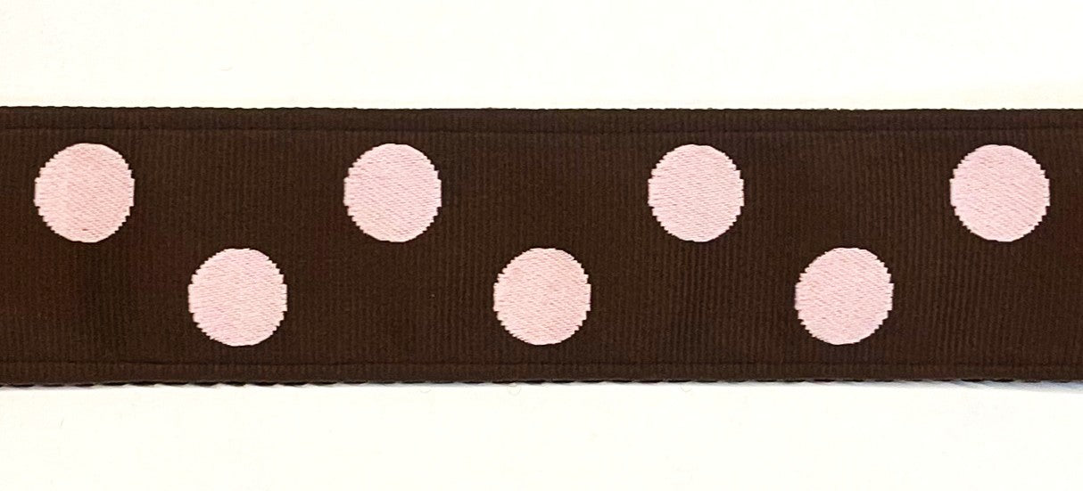 Brown with Light Pink Dots Chain Martingale Collar 1 1/2 in