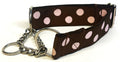 Brown with Light Pink Dots Chain Martingale Collar 1 1/2 in
