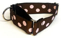 Brown with Light Pink Dots Martingale Collar 1 1/2 in