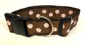 Brown with Light Pink Dots Dog Collar 2in