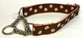 Brown with Light Pink Dots Chain Martingale Collar 1in