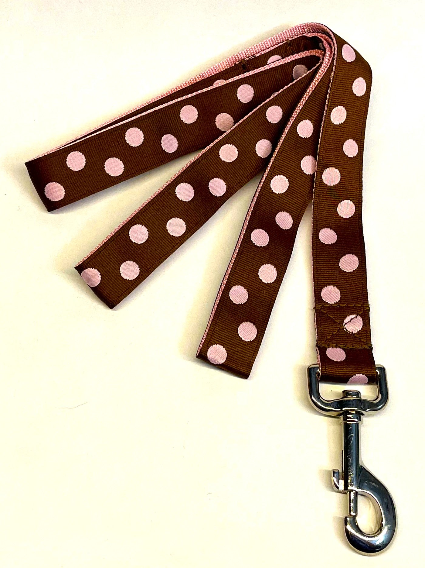 Brown with Light Pink Dots Dog Leash 1in