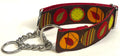 Brown with Fall Colored Circle Designs Chain Martingale Collar 1 1/2 in