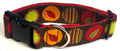 Brown with Fall Colored Circle Designs Dog Collar 1 1/2 in