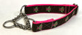 Brown with Pink Flies Chain Martingale Collar 1in