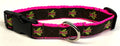 Brown with Pink Flies Dog Collar 1in