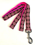 Brown with Pink Medallion Dog Leash 1in