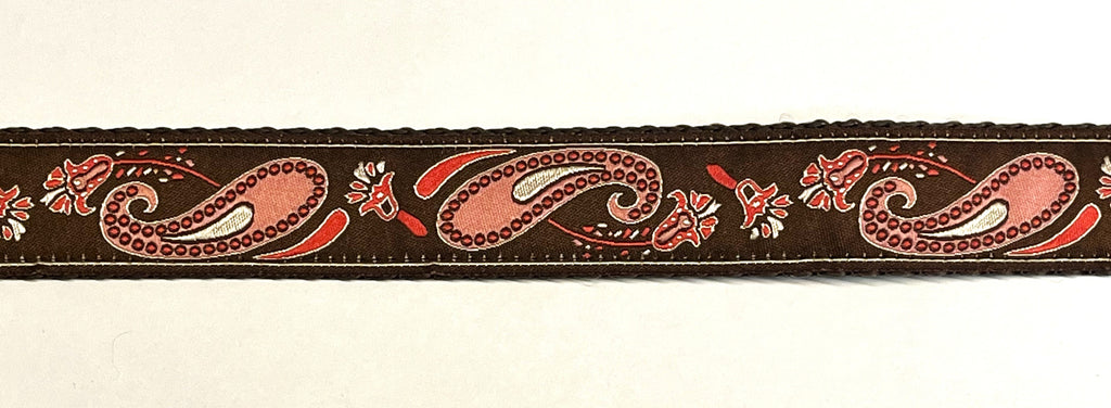 Brown with Pink Paisley Design Dog Leash 1in