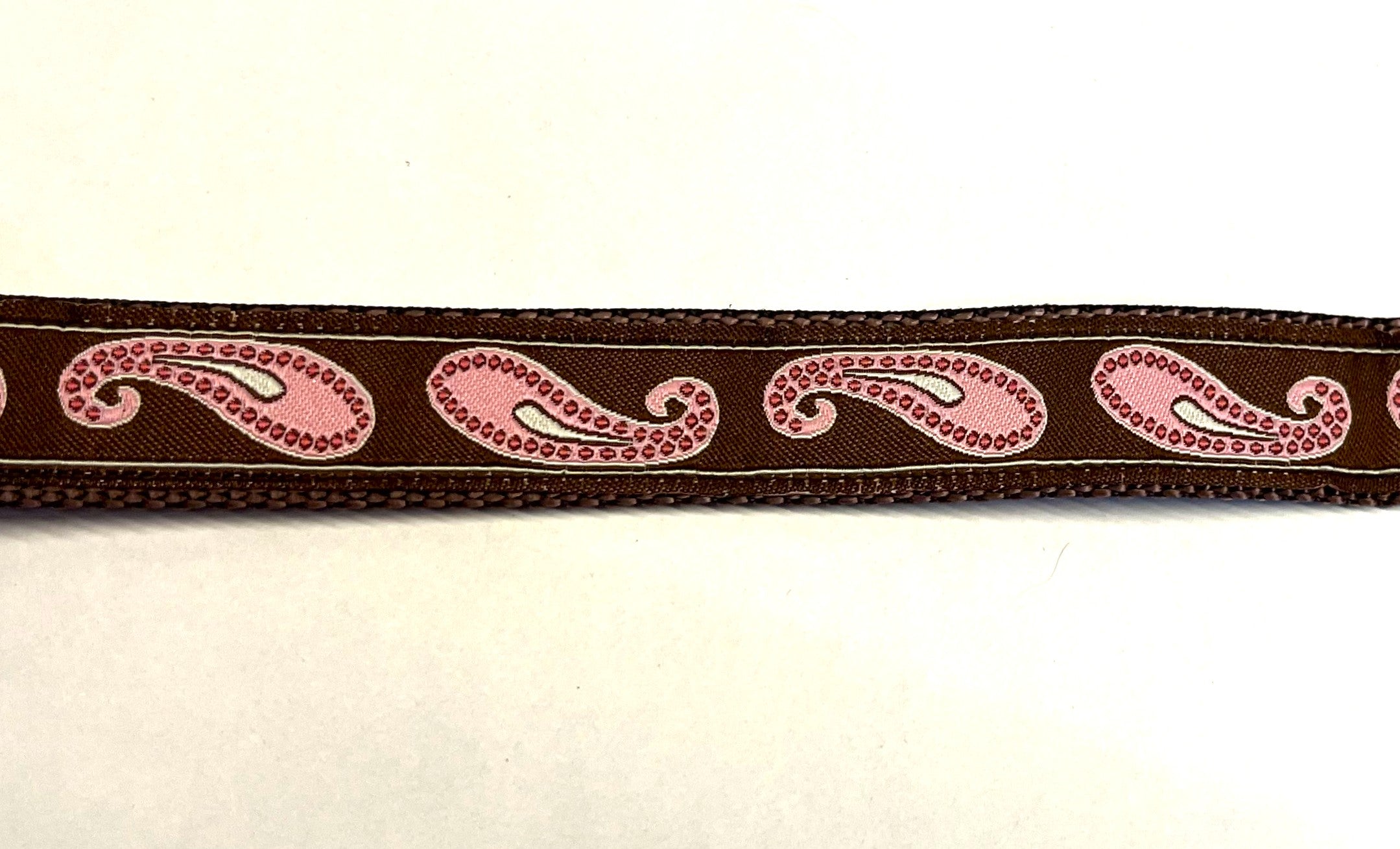Brown with Pink Paisley Design Dog Leash 3/4