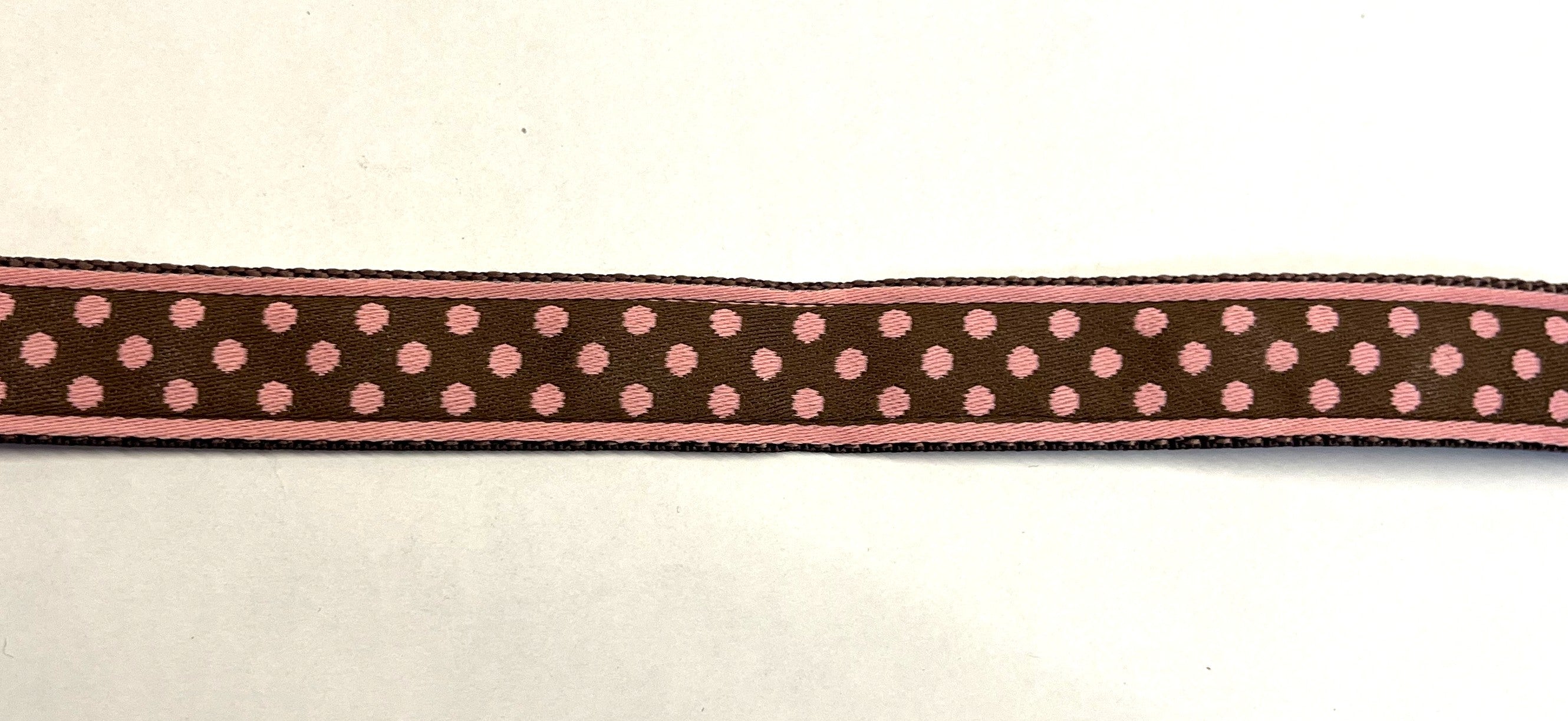 Brown with Pink Polka Dots Dog Leash 3/4