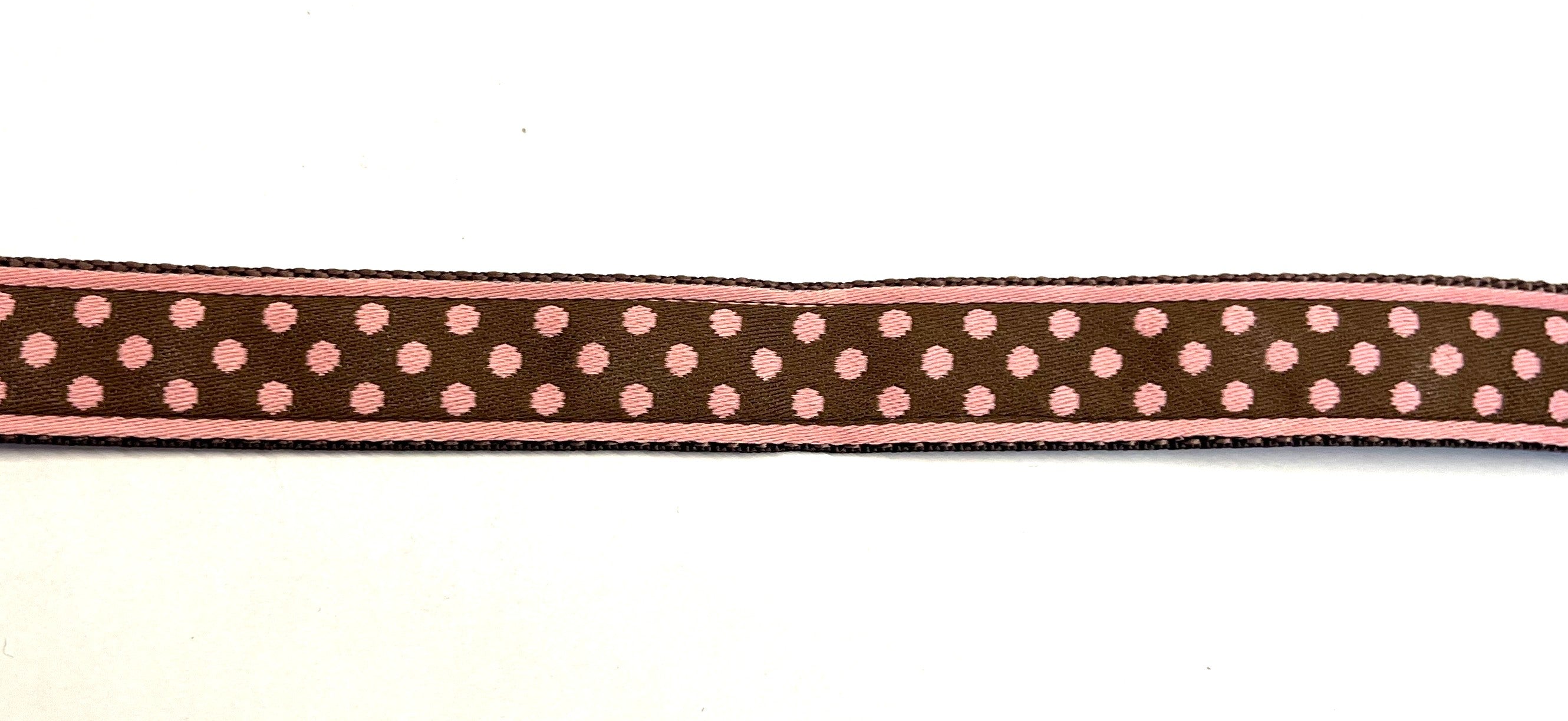 Brown with Pink Polka Dots Dog Collar 3/4