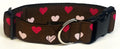 Brown with Pink and Dark Pink Hearts Dog Collar 1 1/2 in