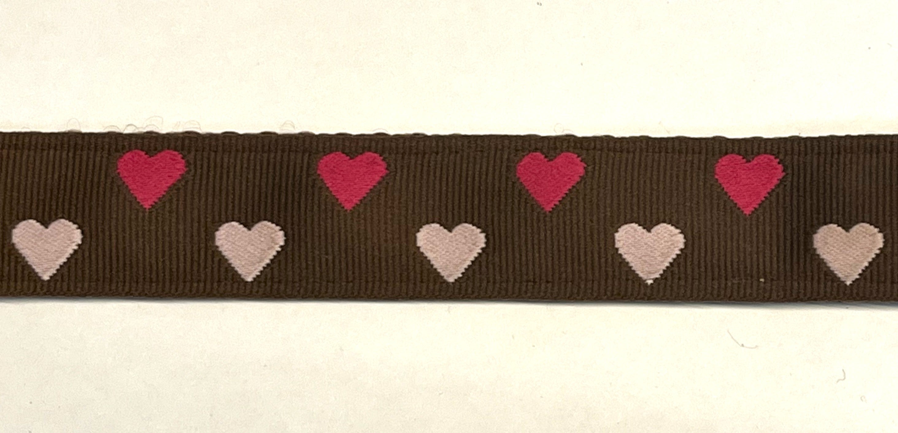 Brown with Pink and Dark Pink Hearts Martingale Collar 1in