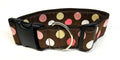 Brown with Pink, White, and Yellow Dots Dog Collar 2in