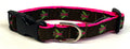 Brown with Pink and Green Flies Dog Collar 3/4