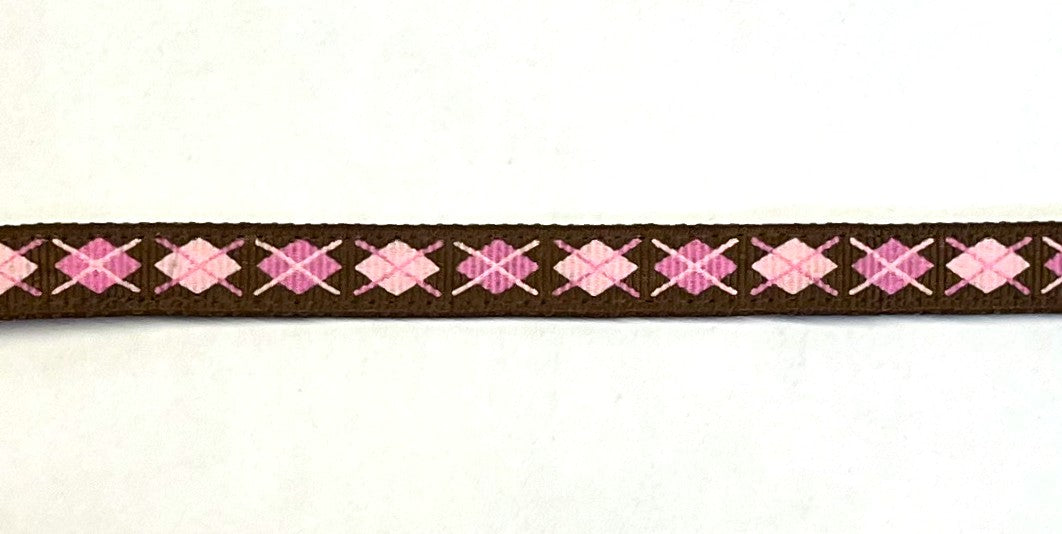 Brown with Pink & Light Pink Argyle Cat Collar