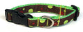 Brown with Red and Green Bubble Dots Dog Collar 3/4