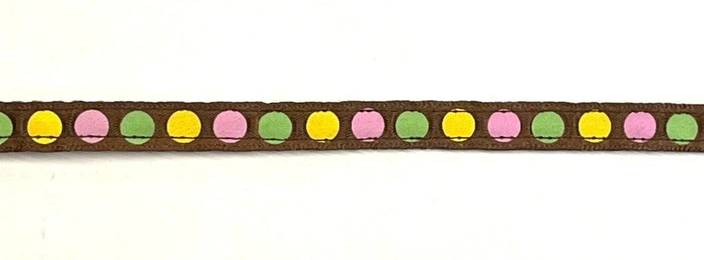 Brown with Yellow, Pink, and Green Dots Cat Collar