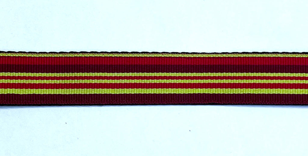 Burgundy, Lime Green, Red Stripes Dog Leash 1in