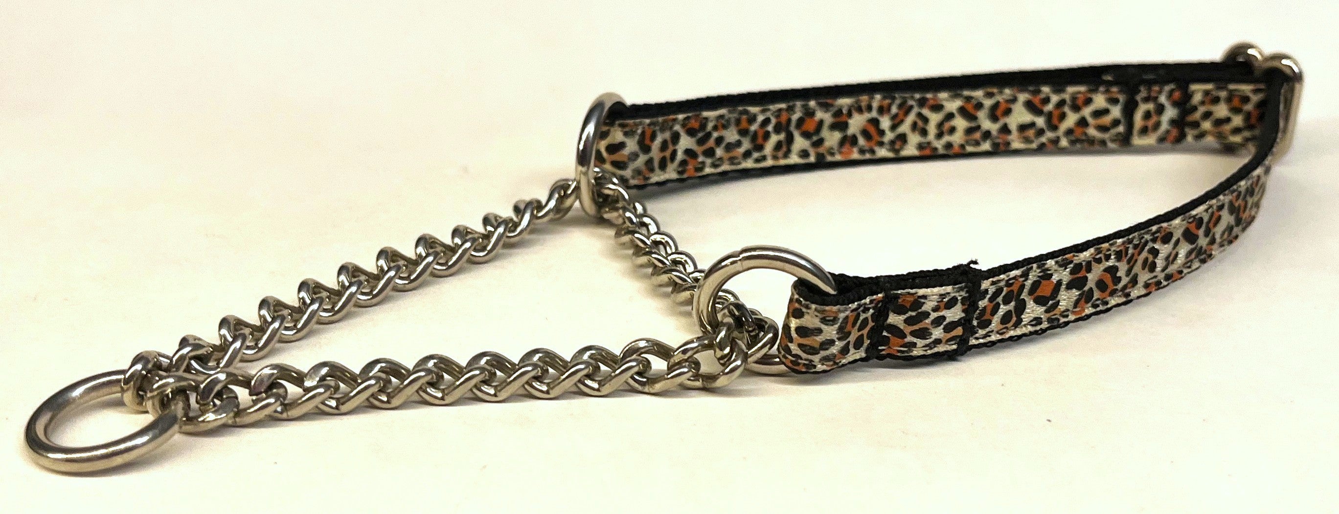 Cheetah Print Chain Martingale Collar 1/2