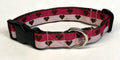 Dark Pink and Pink with Brown Hearts Dog Collar 1in