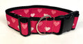 Dark Pink with Light Pink Hearts Dog Collar 2in