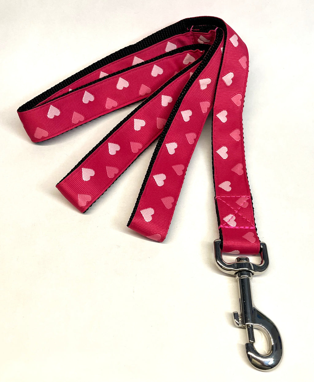 Dark Pink with Pink and Light Pink Hearts Dog Leash 1in