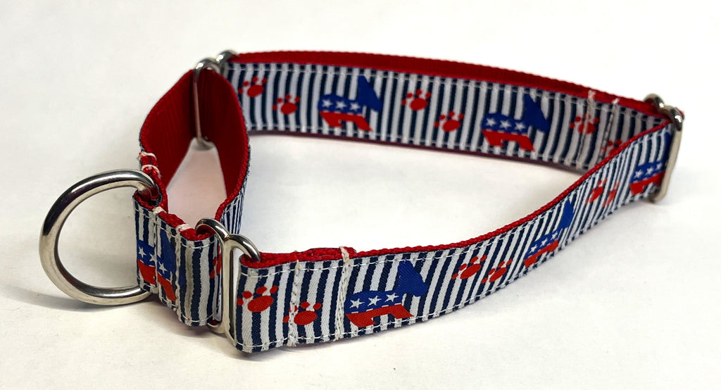 Democrat Donkeys and Paws Martingale Collar 1in