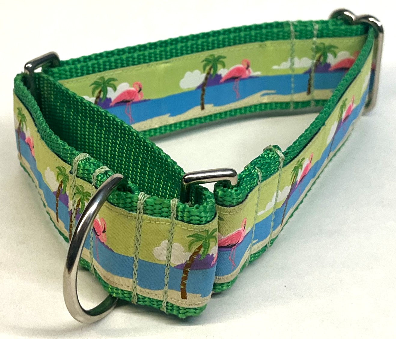 Flamingos and Palm Trees Martingale Collar 1 1/2 in