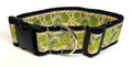 Gold with Green Flower and Vine Dog Collar 2in
