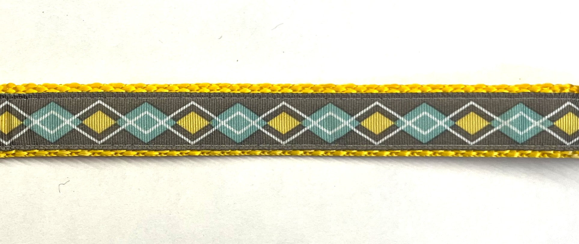 Gray with Seafoam Green and Yellow Argyle Design Martingale Collar 3/4