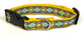 Gray with Seafoam Green and Yellow Argyle Design Dog Collar 3/4